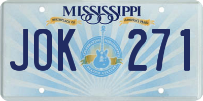 MS license plate JOK271