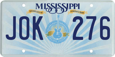 MS license plate JOK276