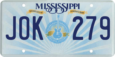 MS license plate JOK279
