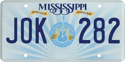 MS license plate JOK282