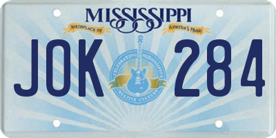 MS license plate JOK284