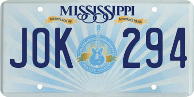 MS license plate JOK294