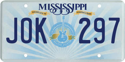 MS license plate JOK297