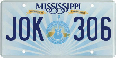 MS license plate JOK306