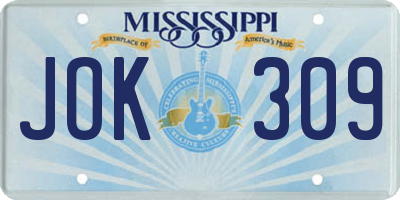 MS license plate JOK309