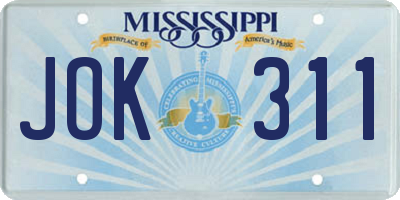 MS license plate JOK311