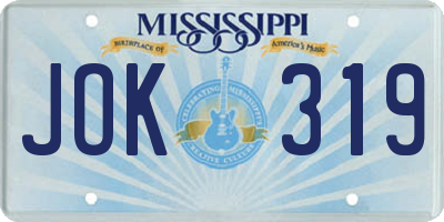 MS license plate JOK319