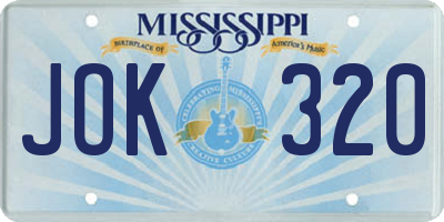MS license plate JOK320