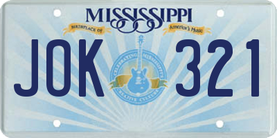 MS license plate JOK321
