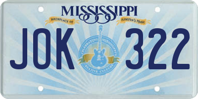 MS license plate JOK322