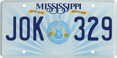 MS license plate JOK329