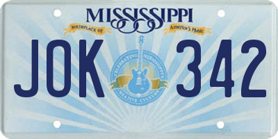 MS license plate JOK342