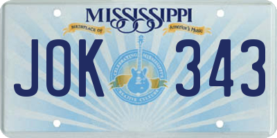MS license plate JOK343