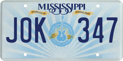 MS license plate JOK347