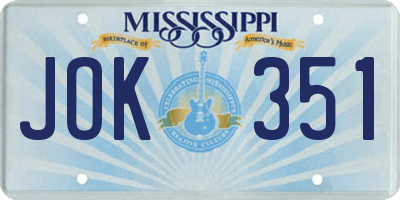 MS license plate JOK351