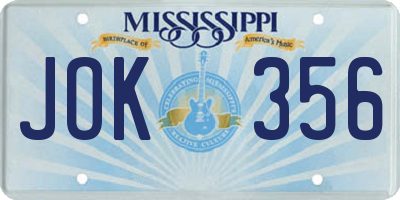 MS license plate JOK356