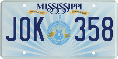 MS license plate JOK358