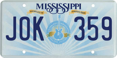 MS license plate JOK359