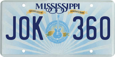 MS license plate JOK360