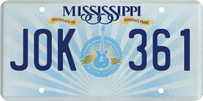 MS license plate JOK361