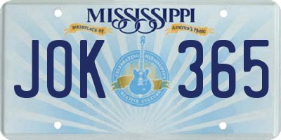 MS license plate JOK365