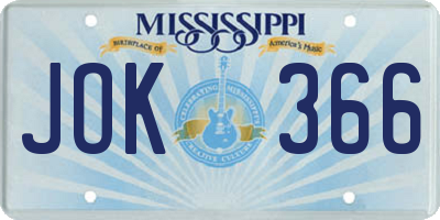 MS license plate JOK366