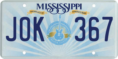 MS license plate JOK367