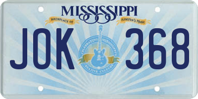 MS license plate JOK368