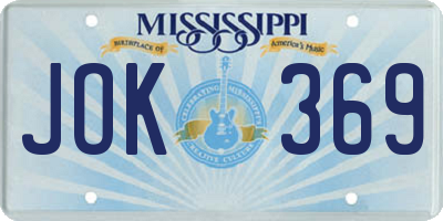 MS license plate JOK369