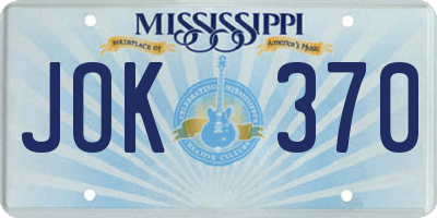 MS license plate JOK370