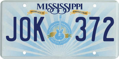 MS license plate JOK372