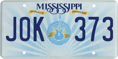 MS license plate JOK373