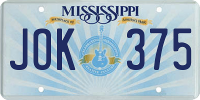 MS license plate JOK375