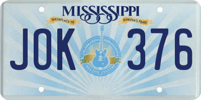 MS license plate JOK376