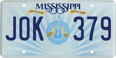 MS license plate JOK379