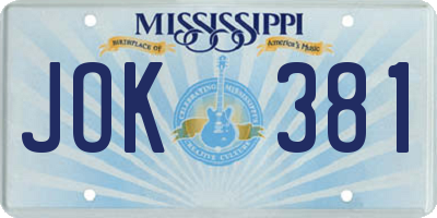 MS license plate JOK381