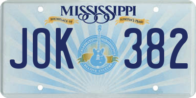 MS license plate JOK382