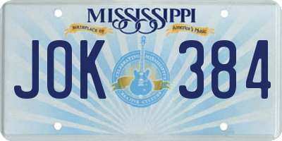 MS license plate JOK384