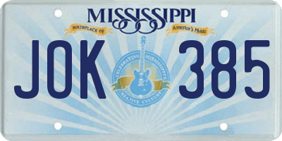 MS license plate JOK385