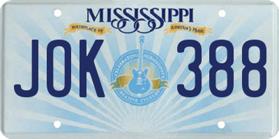 MS license plate JOK388