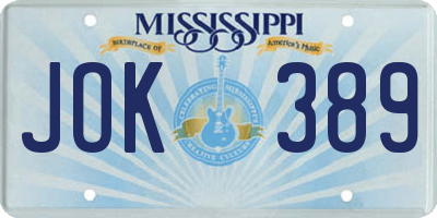 MS license plate JOK389