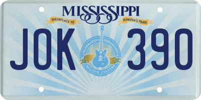 MS license plate JOK390