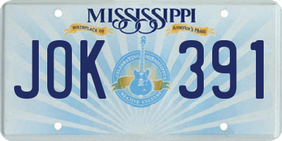 MS license plate JOK391