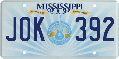 MS license plate JOK392