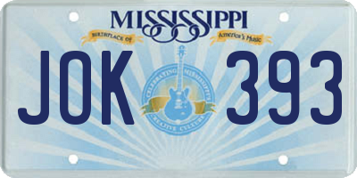 MS license plate JOK393