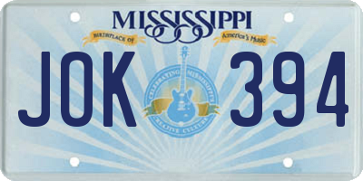 MS license plate JOK394