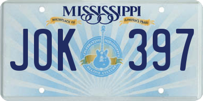 MS license plate JOK397