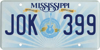 MS license plate JOK399