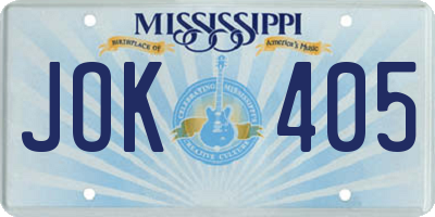 MS license plate JOK405
