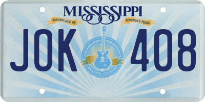 MS license plate JOK408